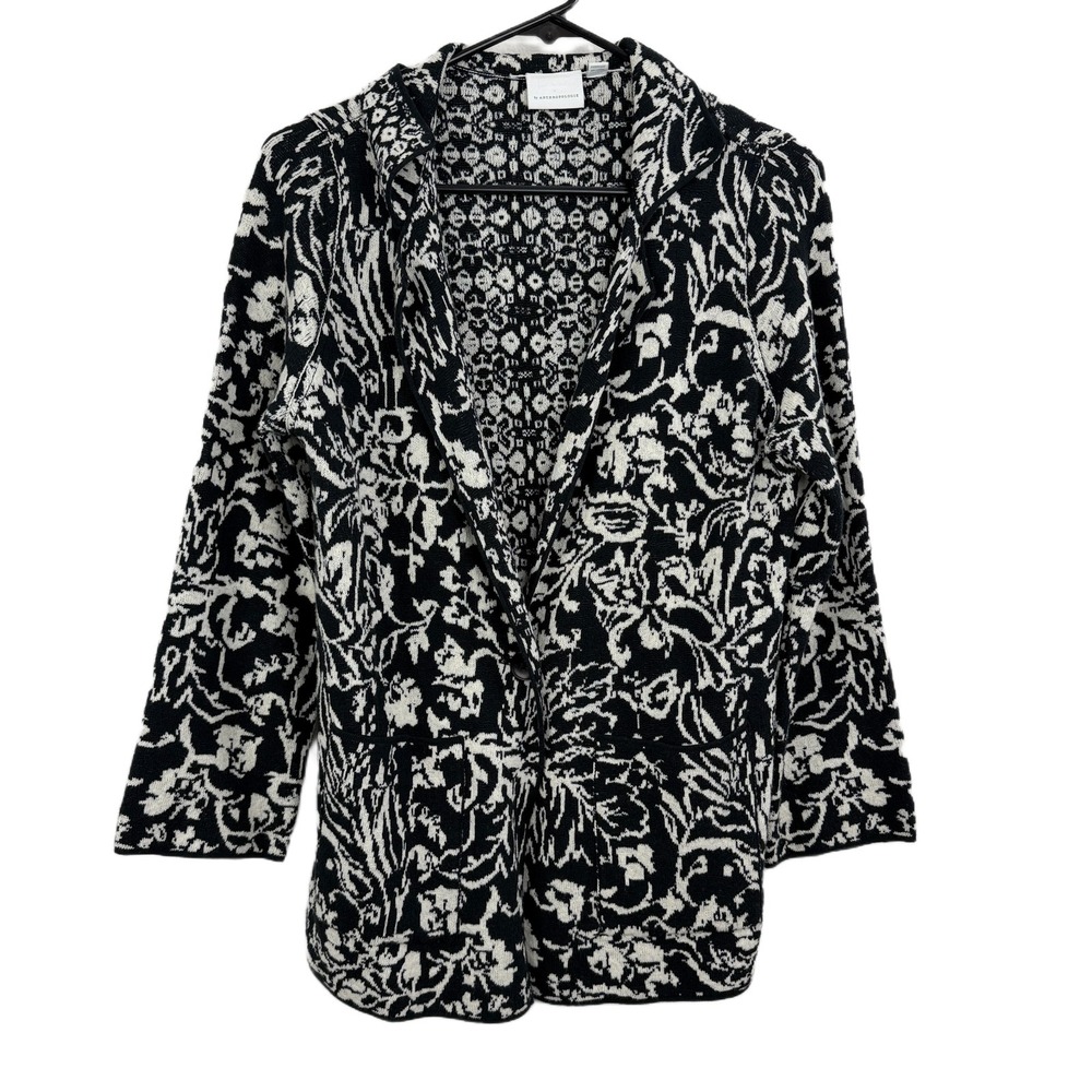 Anthropologie Ett:Wa Intarsia Blazer Sweater Womens Small Black Reversible Boho